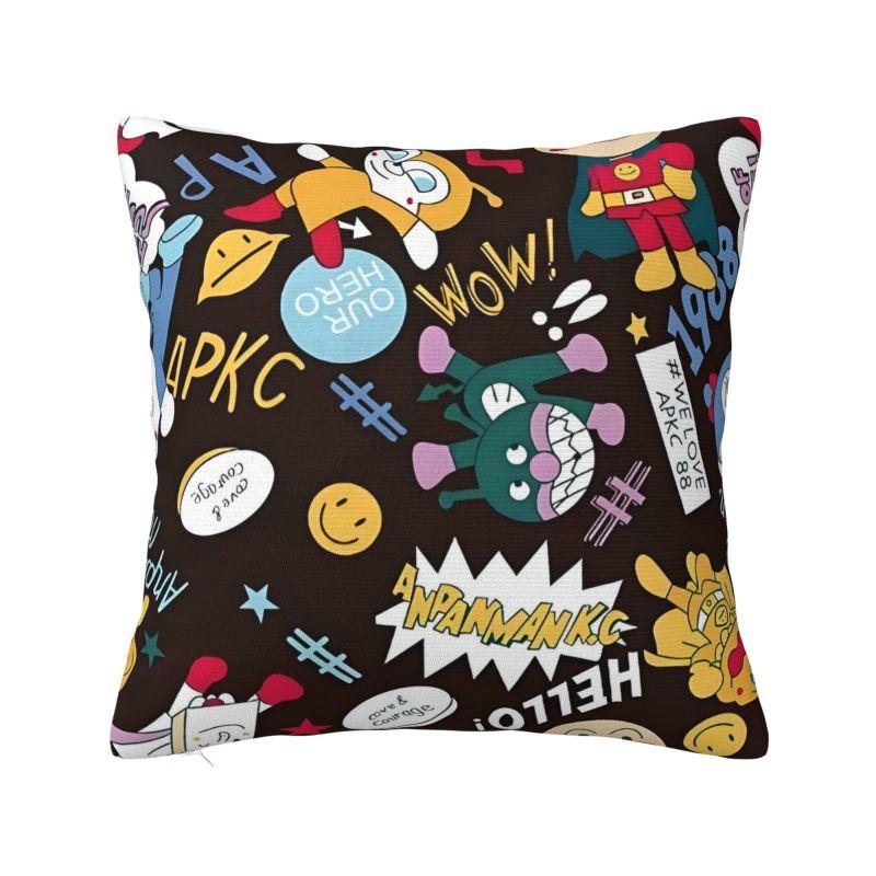 Custom Fashion Anpanmans Anime Cushion Covers 45x45cm Velvet Manga Cartoon Pillow Case for Sofa Square Pillowcase 30cmx30cm