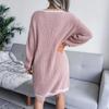 Women Fall Winter V Neck Long Sleeve Solid Color Sweater All Match Knit Dresses