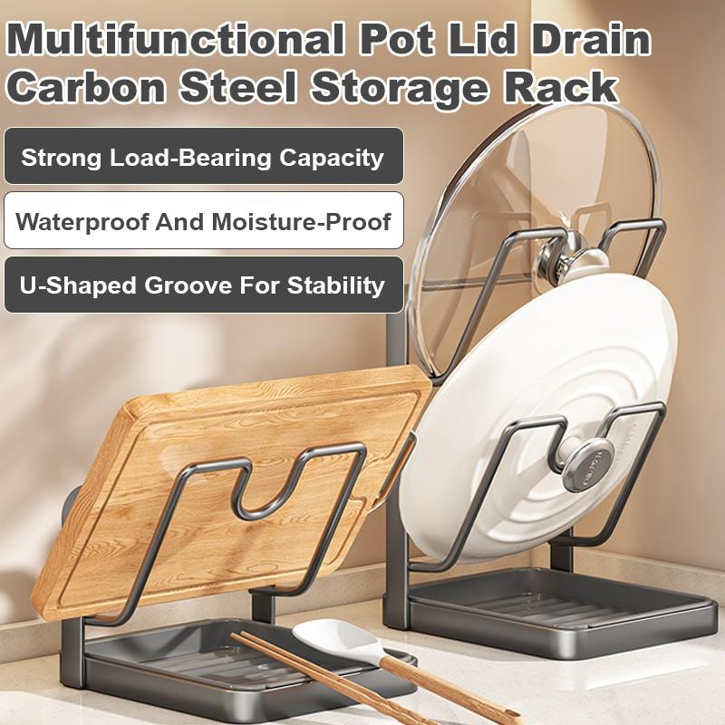 Double Layer Pot Lid Rack Non-slip Large Capacity Cutting Board Holder Draining Kitchen Storage Rack Cooking Tool Holder Kitchen Storage Rack