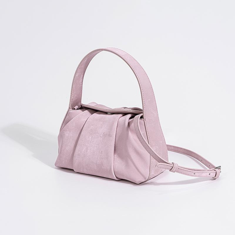 New Chinese Style Cloud Bag, National Style Satin Cowhide, High-end Pleated Handbag, New Genuine Leather Crossbody Bag for Women