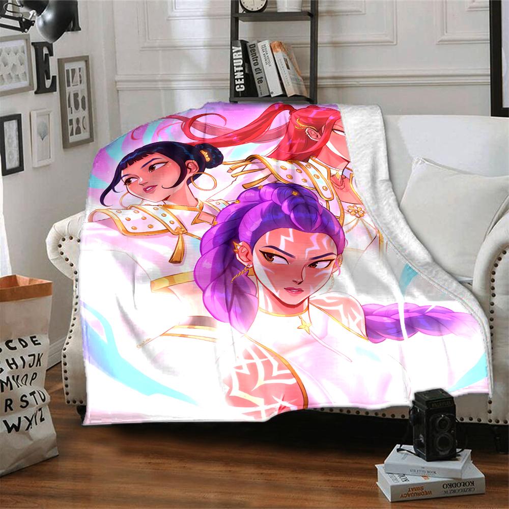 1Pc Fantasy Warrior Sisters Flannel Blanket, Soft And Comfortable, Casual Warm, Camping Travel, Christmas, Halloween Xmas Gift L1353