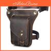 Design Crazy Horse Leather Shoulder Sling Bag Travel Fanny Waist Belt Pack Leg Thigh Drop Bag Phone Pouch For Men Male
