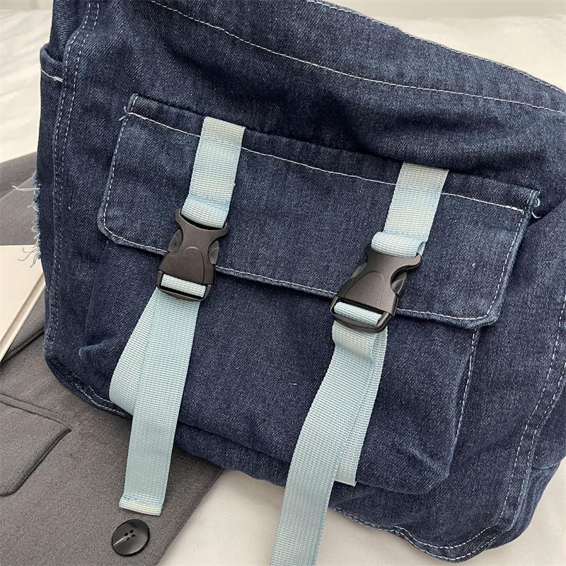 Dámská crossbody taška z denimu s velkou kapacitou, studentská taška messenger, nákupní taška