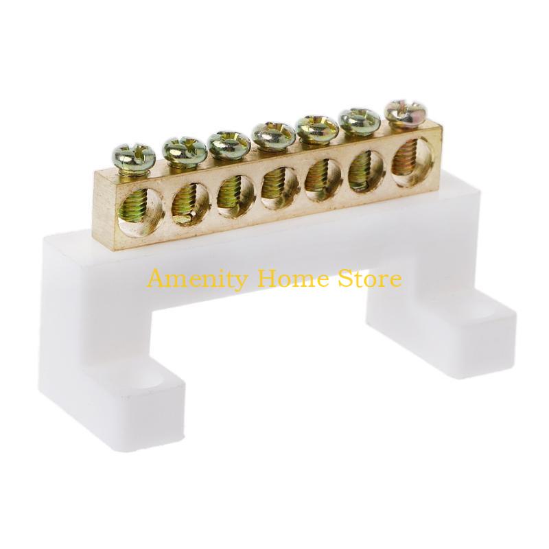 

F26C 7 Positions Electric Cable Connector Screw Barrier Terminal Strip Block Bar білий