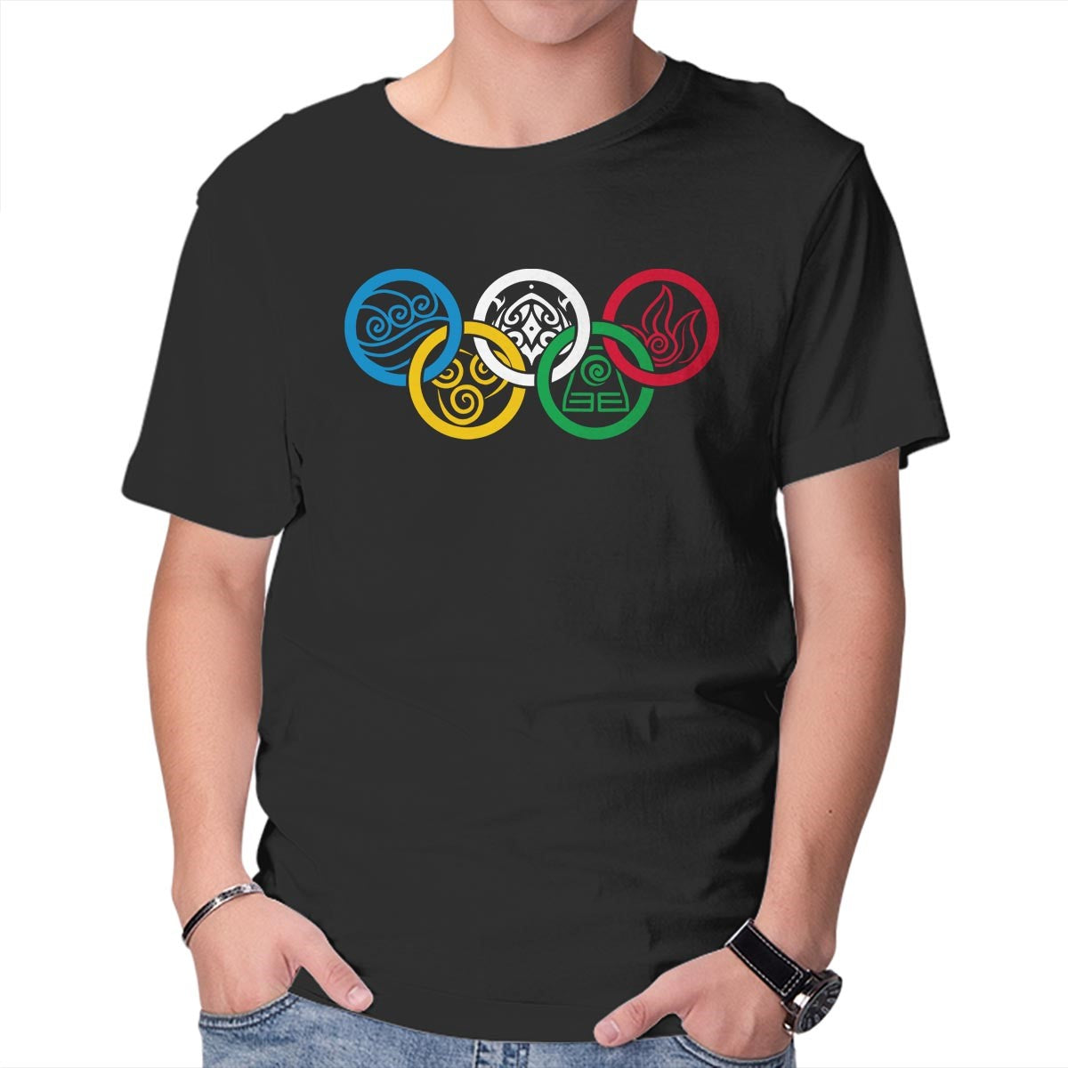 Unisex Crew Neck T-Shirt Bending Olympics Graphic Short Sleeve Casual Tee L