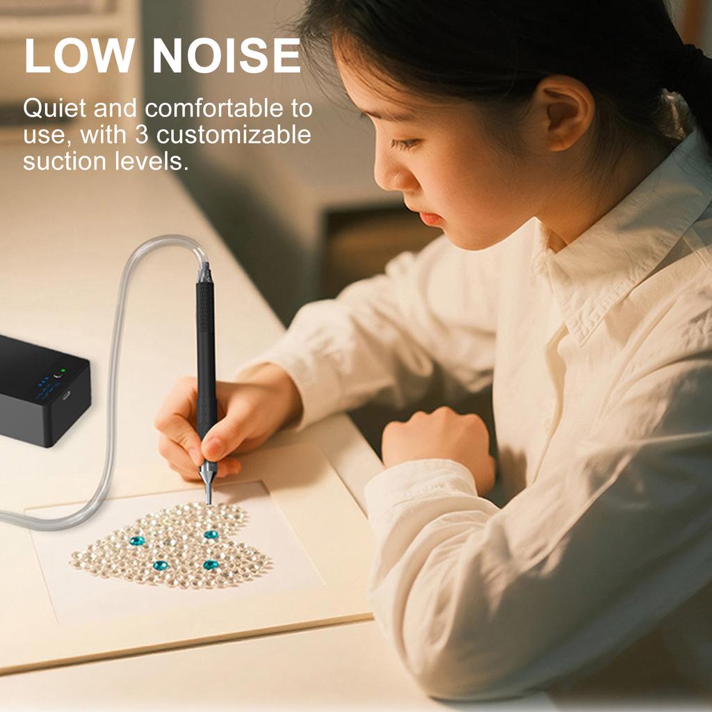 Electric Diamond Art Painting Pen, 1500mAh Rechargeable Vacuum Pump Diamond Pen with Storage Tray, Low Noise Diamond