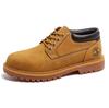 Men's Retro Yellow Leather Low-Top Martin Motorcycle Boots with Oxford Outsole