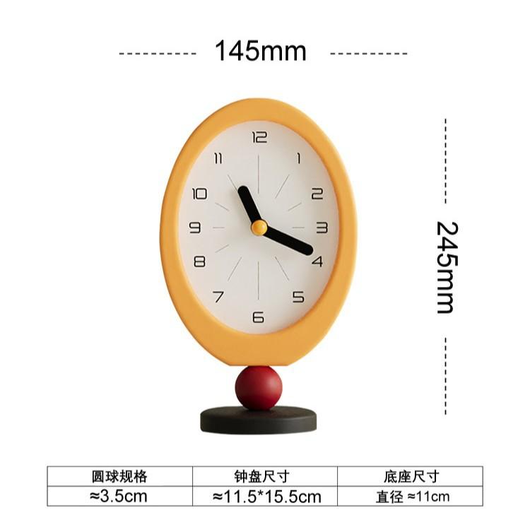 Creamy Style Yellow Oval Table Clock Room Decoration Mute Quartz Movement Desktop Clock for Living Room Creative Home Decor Gift