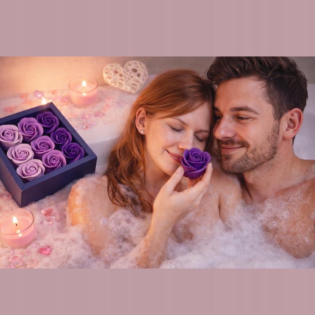 Zestaw Róż Mydlane Kwiatki Box Walentynkowy Do Kąpieli Na Prezent 9 Szt.