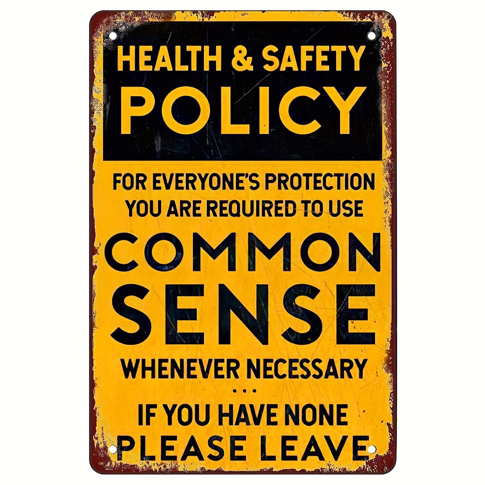 

Vintage Common Sense Policy Metal Tin Sign Distressed Grunge Wall Decor for Home Kitchen Retro Plaque Poster Multipurp aluminum 20x30cm