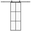VidaXL Porte coulissante kit de quincaillerie noir 76x205 cm verre ESG, porte intérieure, porte de grange intérieure, porte 3375924