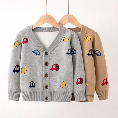 New Spring-Fall Cartoon Car Boys' Knit Sweater Cardigan