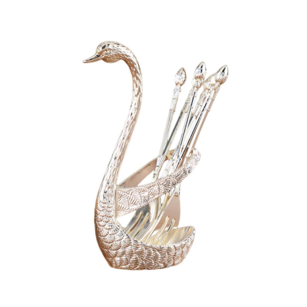 Elegant Swan Tableware Set Luxury Dessert Cake Forks Swan Holder Coffee Spoons  Daily Use