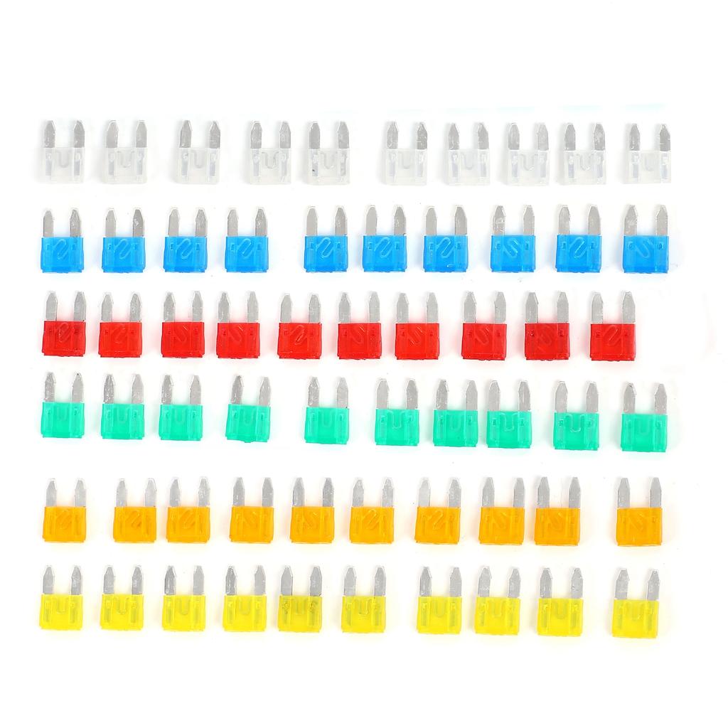 60 Stück Auto Sicherungen Mini Kunststoff Silber Klingen Typ Auto Innenteile für Autoschutz