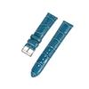 20mm Blue Croco Grain Leather Padded Stitched Leather Watch Band - Uni - Fits Timex Weekender
