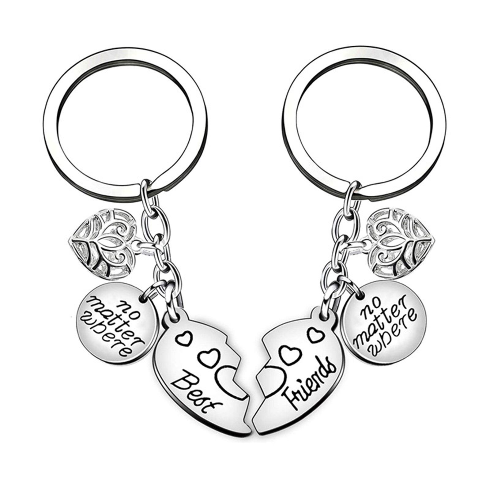 

2 шт./набор Брелок для лучших друзей Винтажный Неважно где Подвеска-сердечко Брелок для ключей Дружба на расстоянии Брелок для ключей Ювелирное изделие