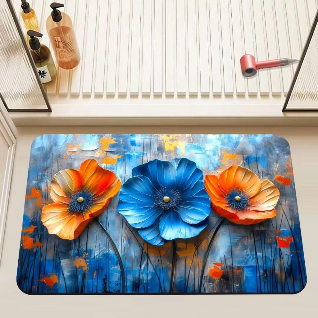 Visual Three-dimensional Wealthy Flower Household Diatom Mud Decorative Floor Mat Bathroom Kitchen Entrance Door Absorbing Water Rubbing Floor Mat