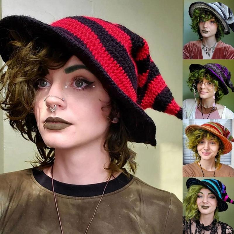 Skin-friendly Knit Witch Hats Handmade for Halloween Diy Hair Accessories Crafts Halloween Carnival Party Supplies