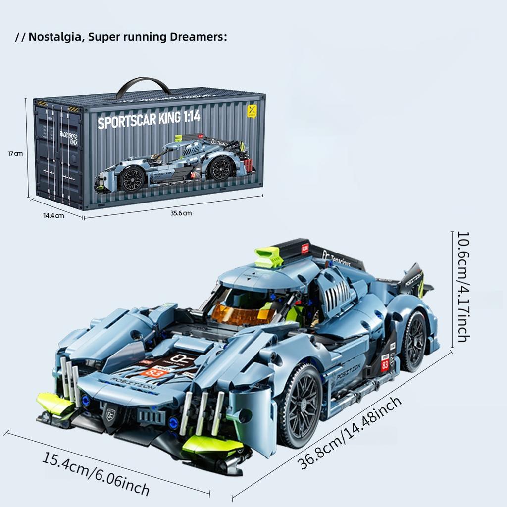 ToylinX 1:14 Racing Car Building Blocks - Urban Tech Design, High-Speed STEM Toy for Kids & Adults, Birthday/Christmas Gift