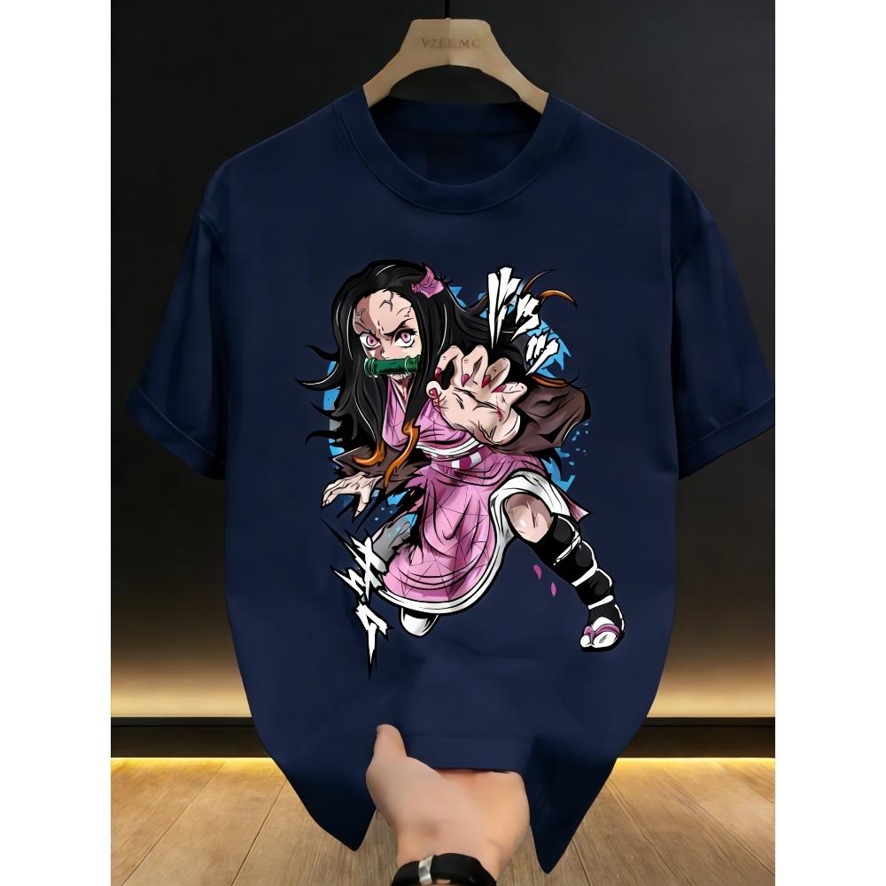 Plus Size Demon Slayer Anime Printed Men and Women Tshirt Casual Parent Child Top Fashion Cotton Y2K Harajuku Street Summer