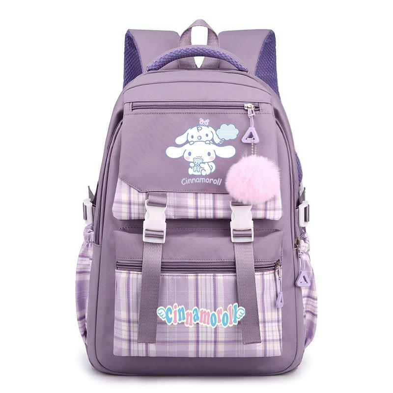 Cinnamoroll Kids School Backpack Boys Girls Large Capacity 20-35L Nylon Dual Strap Bag With Arc Shoulder Straps