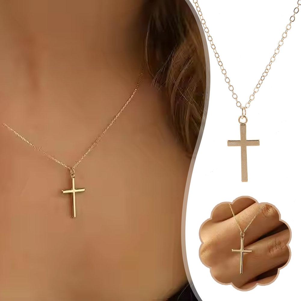 Christian Titanium Steel Cross Nacklace For Men Women Single Cross Pendant Necklace Women Men Link Chain Charm Necklace Jewelry