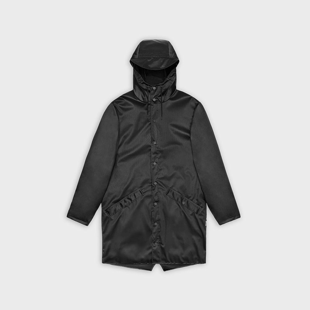 Rains Long Jacket - Black Grain