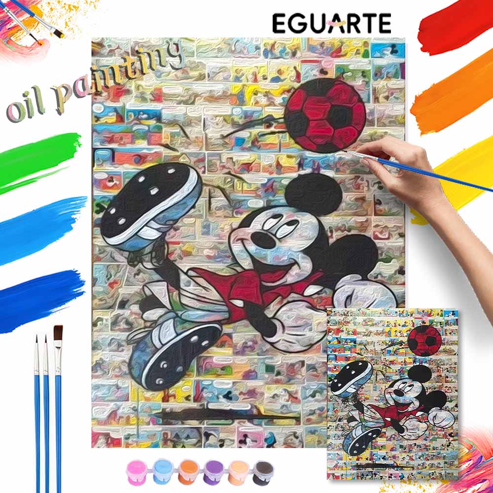 Disney Mickey Mouse Soccer oil paint by numbers painting kit handmade diy home decor gifts wall art decoration canvas hobby craft painting
