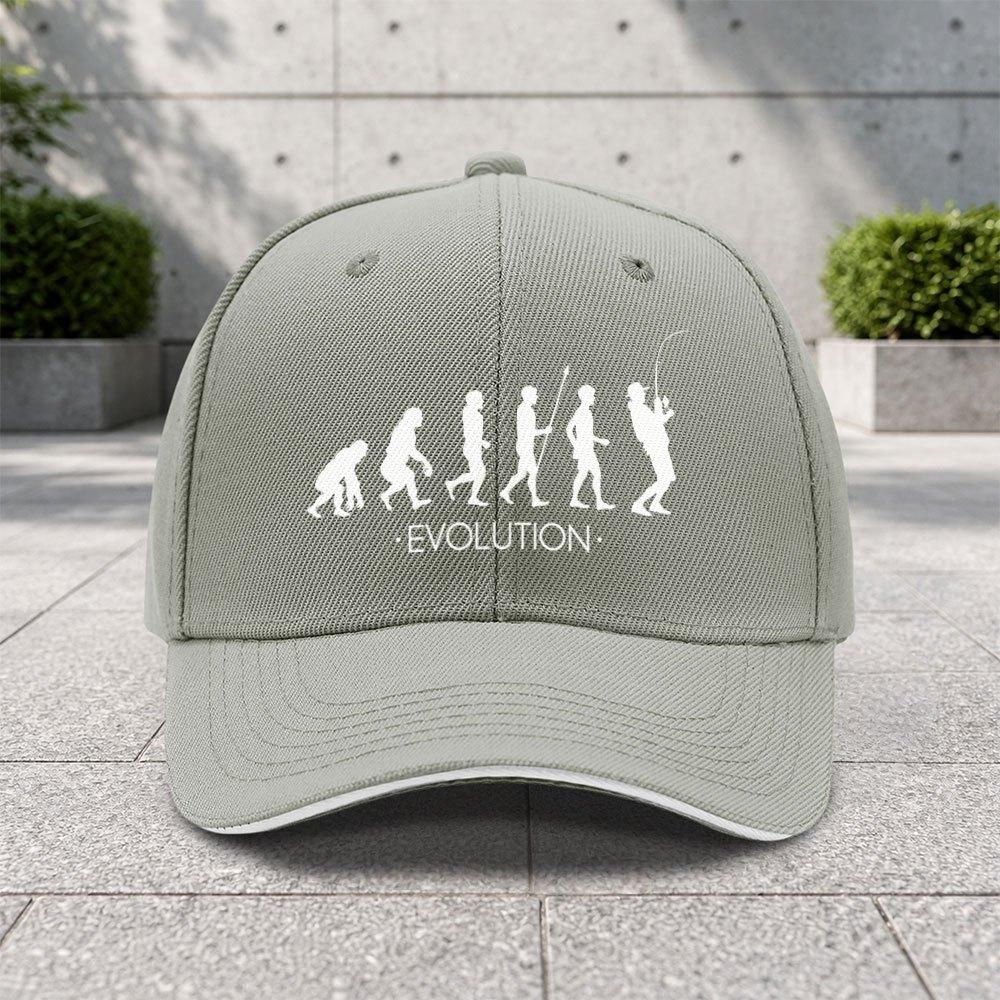 1pc Fishing Evolution Chart Adjustable Sandwich Baseball Cap Trendy Printed Craft Suitable For Outdoor Sports And Camping En