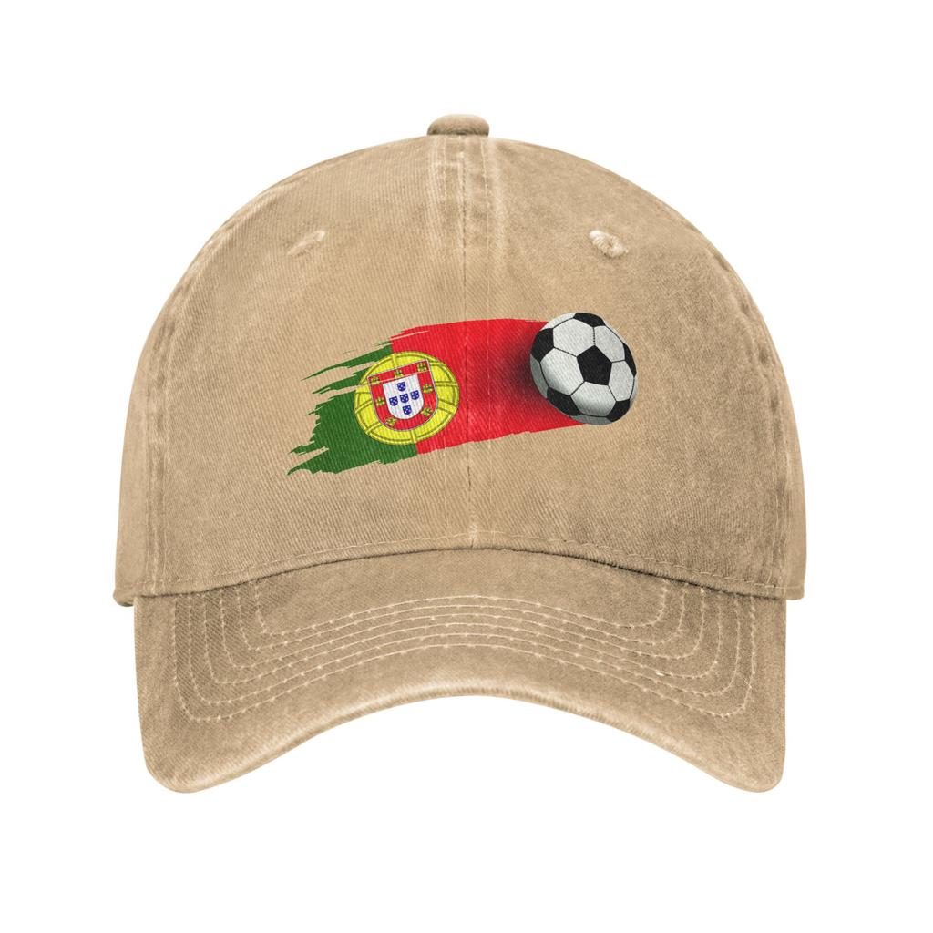 Portugal Flag Soccer Ball Baseball Cap Fashion Distressed Washed Snapback Cap Unisex Women Workouts Adjustable Fit Caps Hat