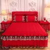 Luxury Lace Thickened Bedspread Solid Color Home Bed Skirt with Pillowcase Bed Sheet Skirt Embroidery European-style Bed Spreads