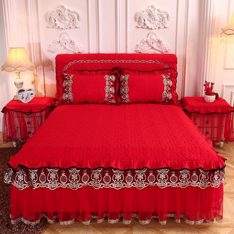 

Роскошное кружевное утолщенное покрывало, однотонная домашняя юбка-кровать с наволочкой, простыня, юбка с вышивкой, покрывала в европейском стиле 150x200cm 3pcs