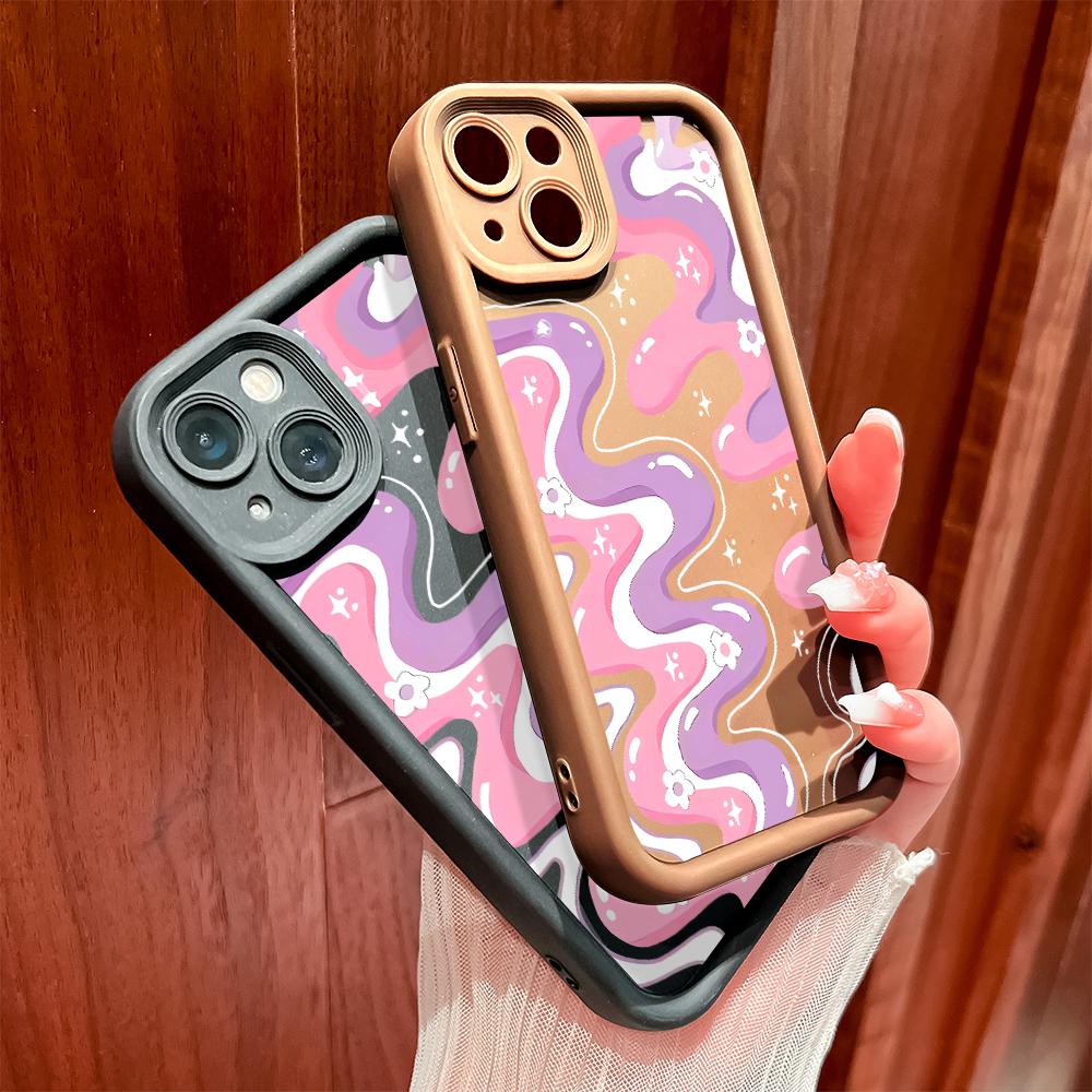 Soft Silicone Square Ladder Printing Pattern Phone Casing Full Cover Camera Shockproof Protection Rubber Case for OPPO Realme