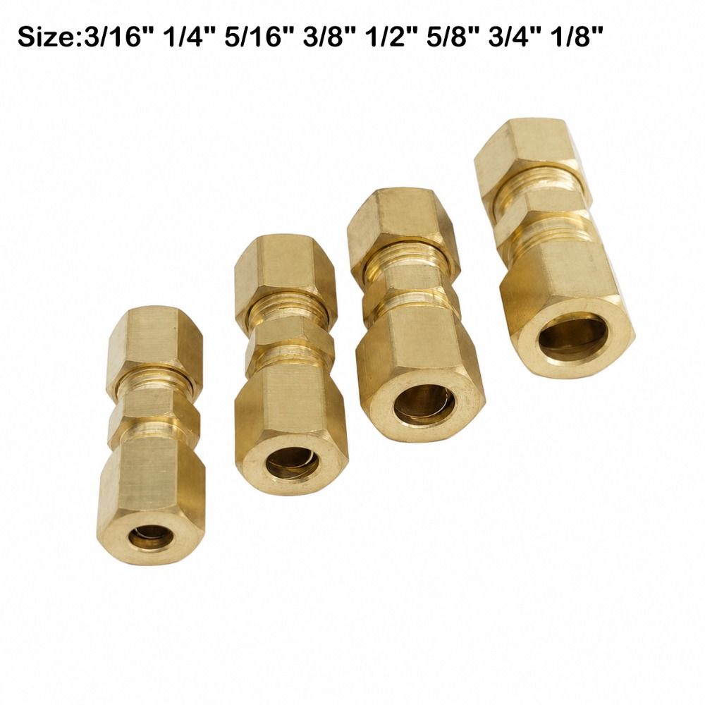 Coupling Brass Brass Compression Fitting Straight Multiple Sizes Straight Coupling Tube Fitting Connector