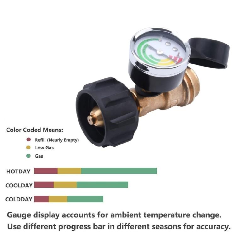 Indicatore di Livello Serbatoio Propano Resistente alla Corrosione Costruzione in Metallo Pesante Adattatore Standard per Bombole Tipo QCC1