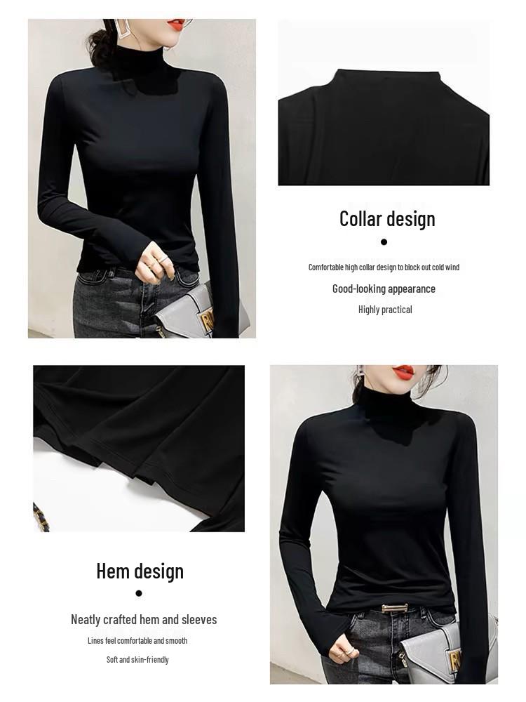 Modal High Neck Slim Fit Long Sleeve Women's Base Layer Top for Autumn/Winter Western Style