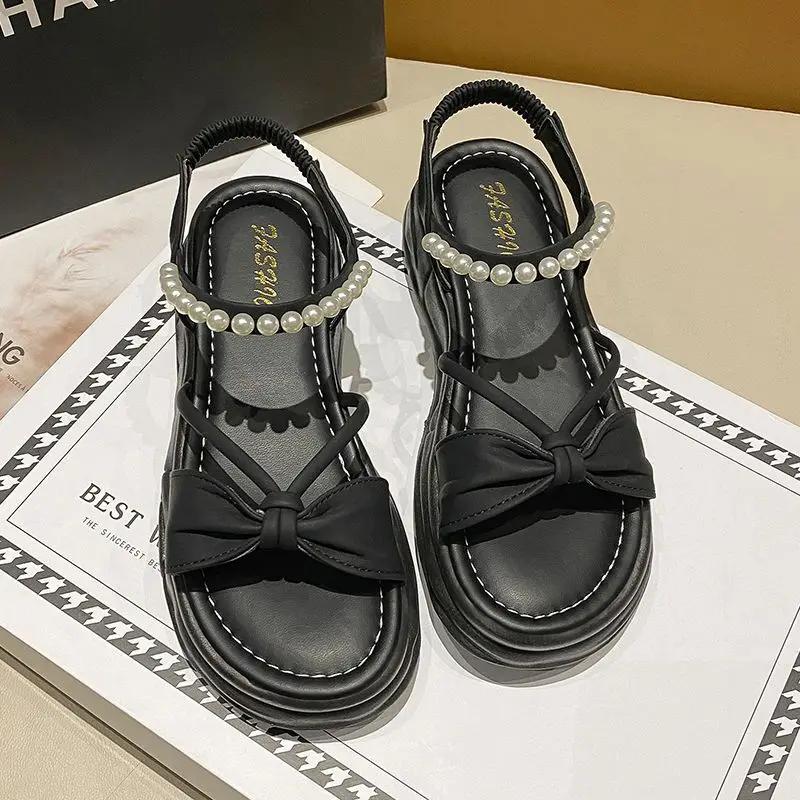 Fashion Pearl Outdoor Sandals for Women Comfort 2025 Trending Woman Shoes New Breathable Fashion Sandal Vintage Summer Sale Trend Shoe