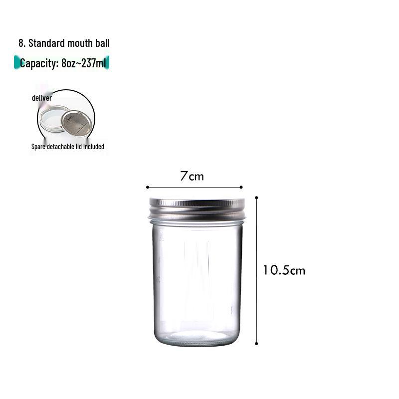 American Style Glass Mason Jar - Transparent Oatmeal Storage, Jam Bottle, Retro Beverage Cup