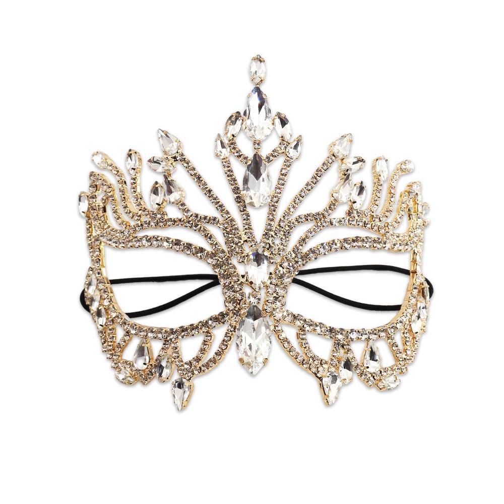 Shiny Rhinestone Crystal Mask Exaggerated Handmade Design Rhinestone Mask Jewelry Crystal Cover Halloween Mask Costume Party