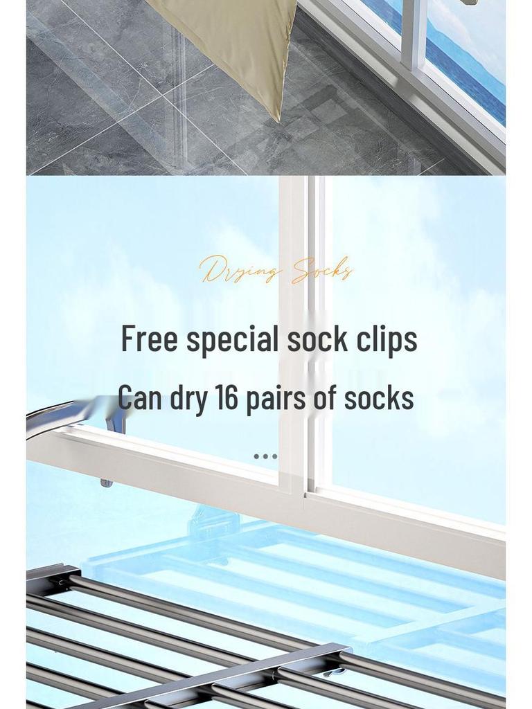 Retractable Balcony Clothes Rack for Drying: Rail for Windows, Radiators, and Railing Shoes.