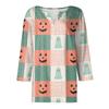 Women's Casual Fashion V-neck Loose Versatile Halloween Print Three-quarter Sleeve Top