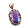 Natural Purple Copper Turquoise 925 Solid Silver Gift TwoTone Pendant 1.5" z8A74
