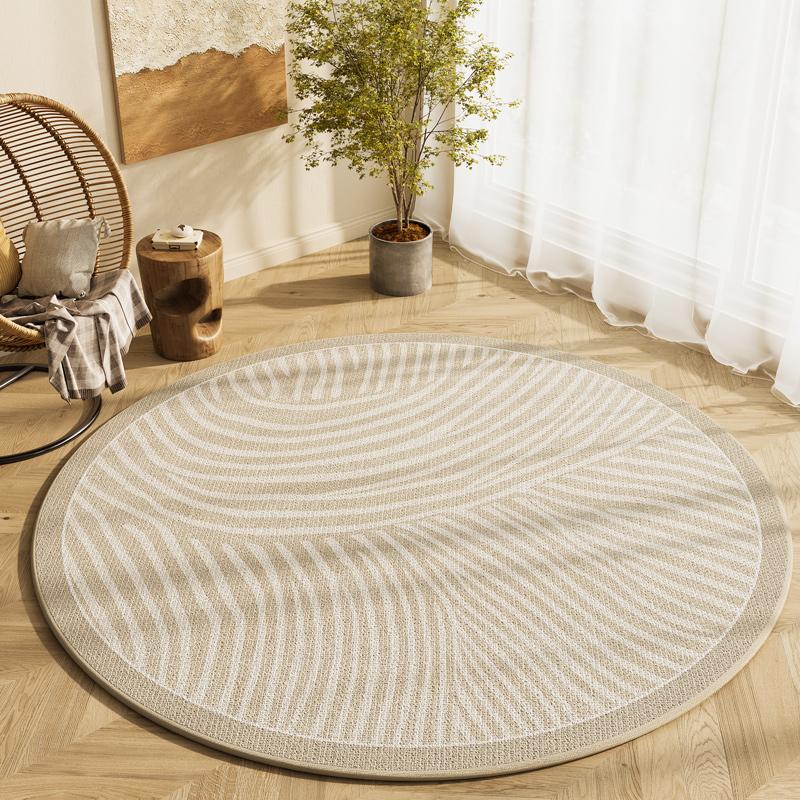 Modern Style Bedroom Decor Round Carpet Minimalist Line Carpets for Living Room Washable Lounge Soft Carpet Anti-slip Study Rug