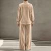 Women's Casual Velvet Long Sleeve Top and Pants Two Piece Set