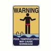 Metal Wall Sign Pool Warning Plate 12x8 Inch Durable Tin Thermo Indicator Tape Measure Design Outdoor Use