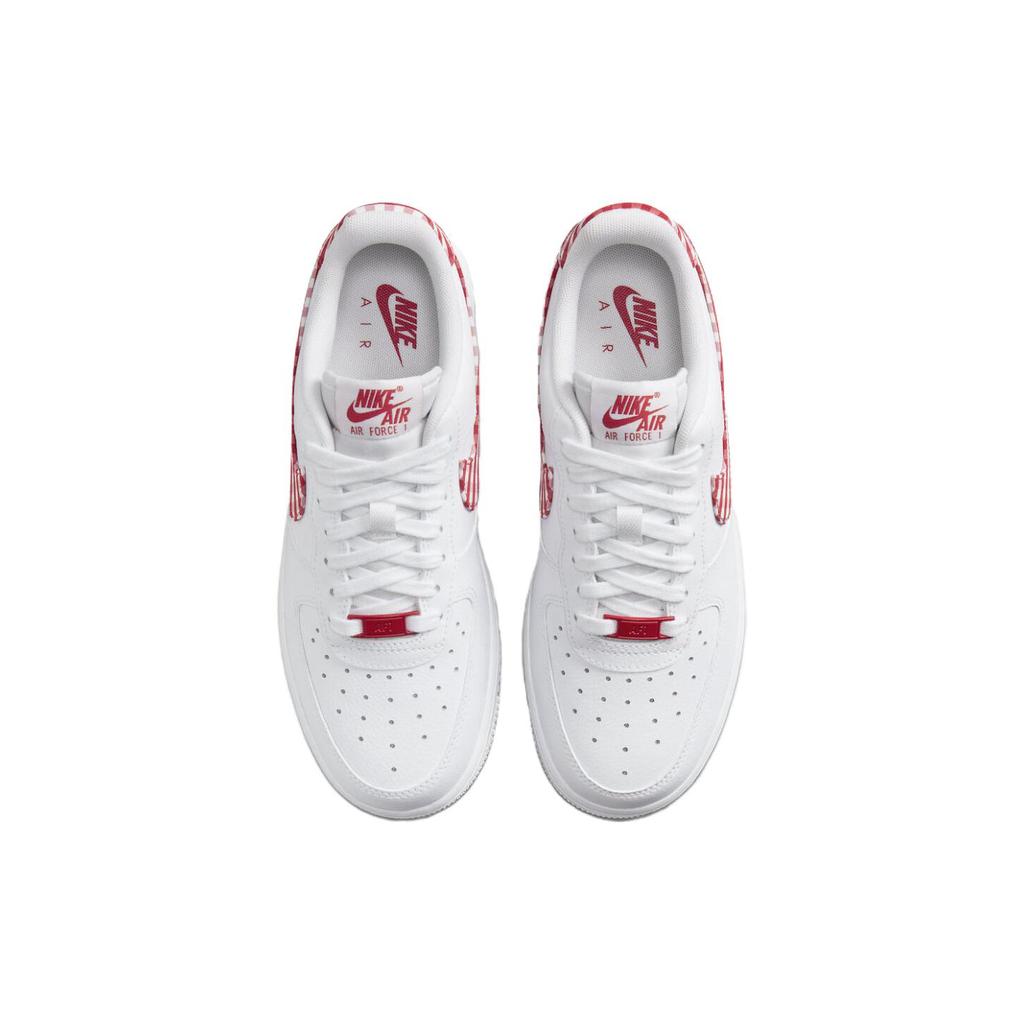 New Nike Air Force 1 Low '07 Essential White Mystic Red Gingham Women's DZ2784-101