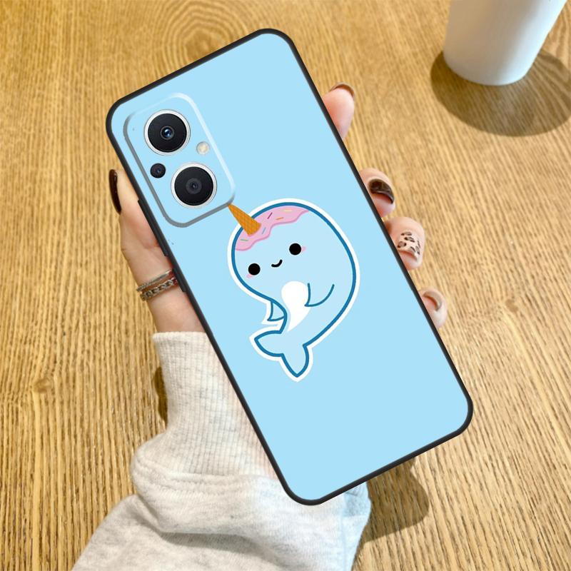 Cute Sea Narwhal Quotes Funda For OPPO Reno 12F 11F 13F 14F 8T 8 Lite 10 11 12 13 14 OPPO Find X8 X6 X5 X9 Pro Case
