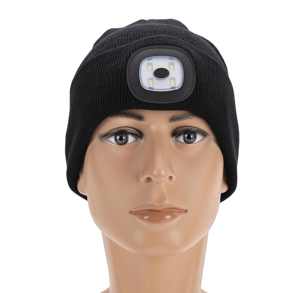 Winter Knitted Hat with Detachable Light Warm USB Rechargeable LED Headlamp Hat for Running Camping Cycling Fishing