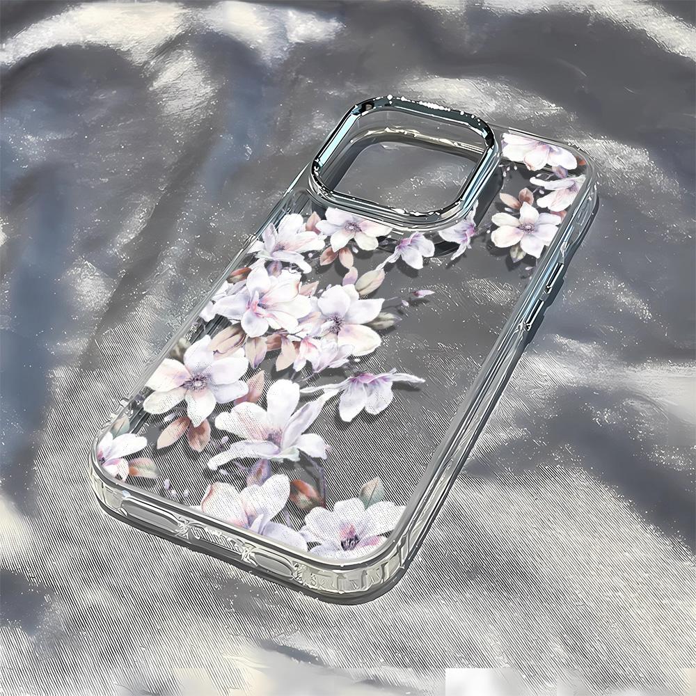 Pink Big Flower Phone Case For IPhone 17 Air 16 15 Pro 14 Plus 13 12 11 X Xr Xs Max 8 7 SE Soft Cover Case Funda 16 15 14 Plus