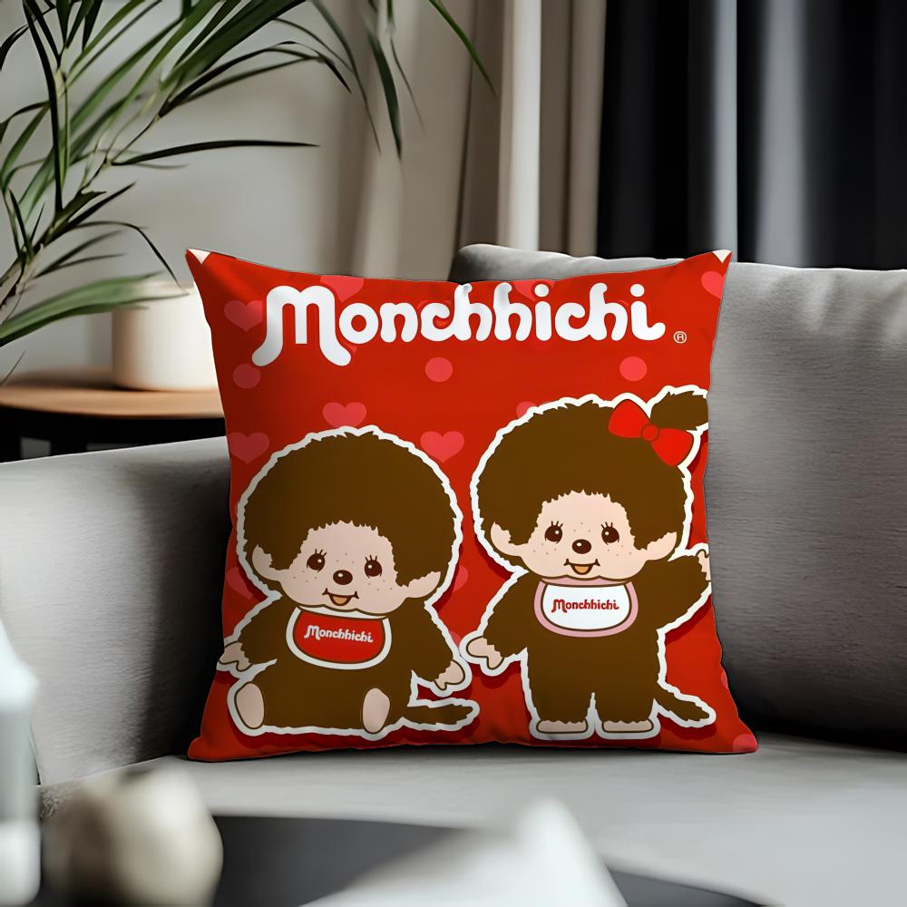 Viral Mmonchhichiead Cushion Cover Antidustmite Pillowcase Invisible Zipper Silky Short Plush Sofa Cushion Cover